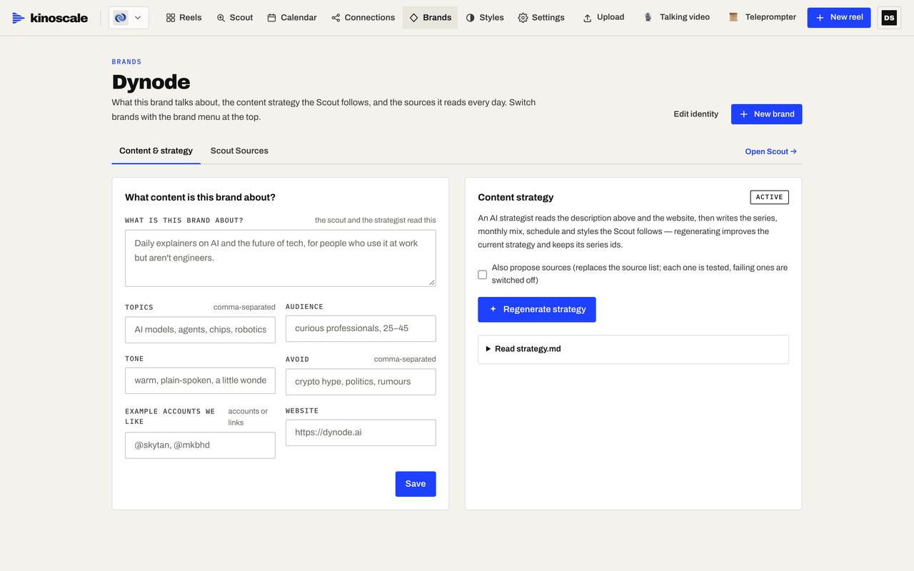 Brand Kit · logos, palette, fonts and voice from your site