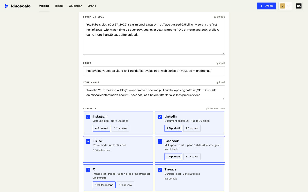 A topic in. A topic, a link or one of the scout’s ideas. Pick the channels it goes to.
